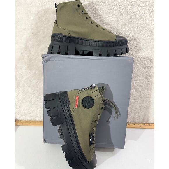 Palladium Revolt Hi Tx Boots Grunge Olive Night Size 10 Lug Sole Platform chunky - Picture 2 of 7